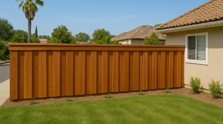 Board on Board Redwood Fence